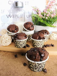 Close-up of cupcakes on table