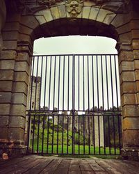 Closed gate of building