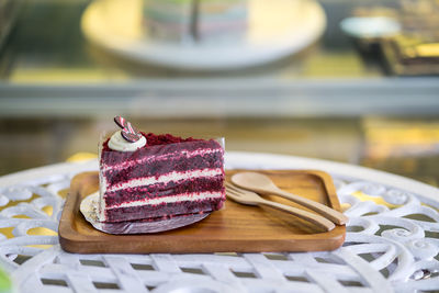 Close-up of cake on table