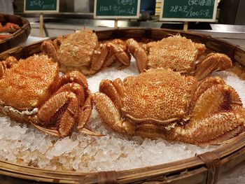 High angle view of bread in basket on table