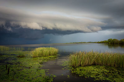 Scenic view of lake against sky