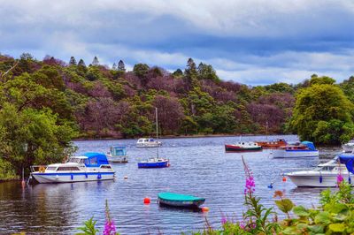 Boats in lake