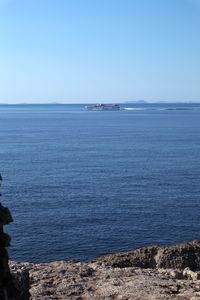 Scenic view of sea against clear sky