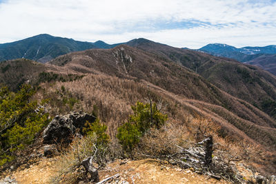 Scenic view of mountains against sky