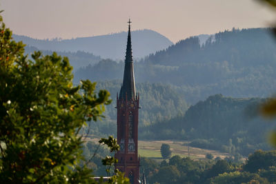 Panoramic view of temple against mountains