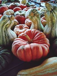 Close-up of pumpkins for sale at market