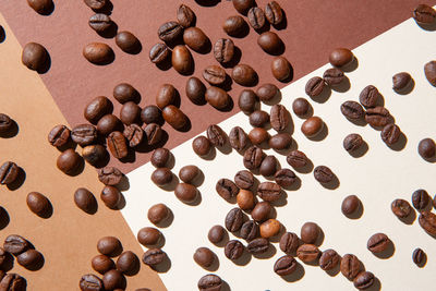 High angle view of coffee beans on table