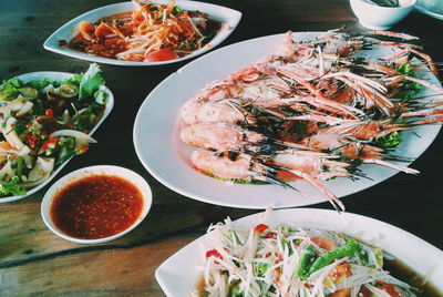 Close-up of salad in bowl on table