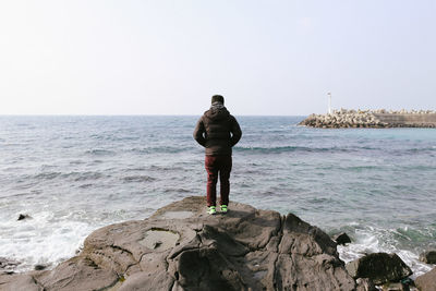 Scenic view of sea against clear sky