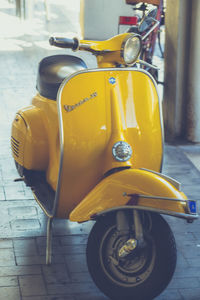 Close-up of toy car on street