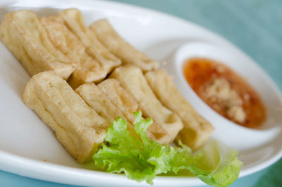 Close-up of meal served in plate