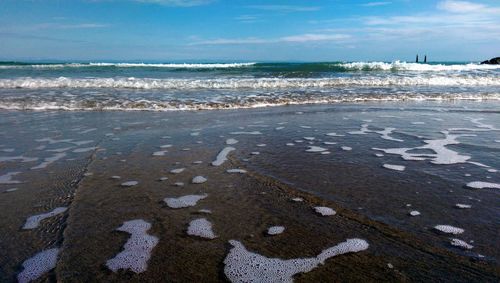 Scenic view of beach against sky