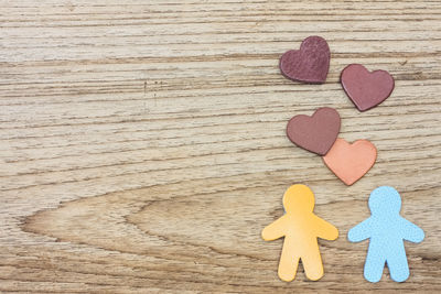 Close-up of heart shape on table