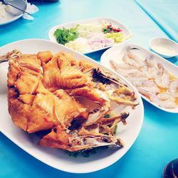 High angle view of meal served in plate