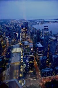 High angle view of cityscape against sky