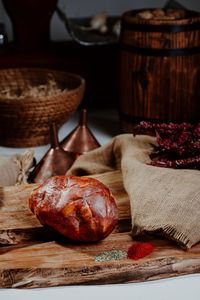 Close-up of food on cutting board