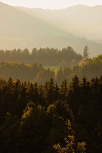 Scenic view of mountains against sky during sunset