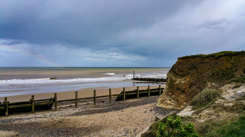 Scenic view of beach against sky