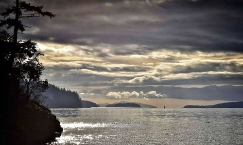 Scenic view of sea against cloudy sky