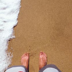 Low section of woman standing on beach