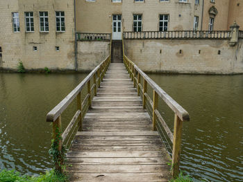 View of footbridge over river