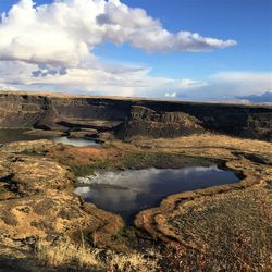 Scenic view of lake against sky