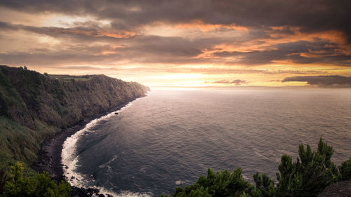 Scenic view of sea against sky during sunset