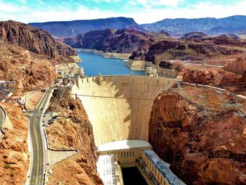 High angle view of dam