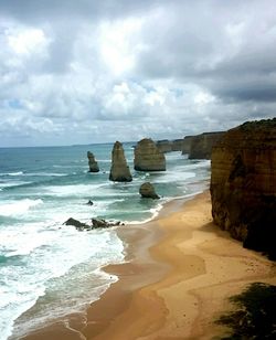 Scenic view of sea against cloudy sky