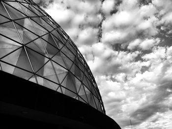 Low angle view of modern building against sky