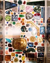 Close-up of buttons on table