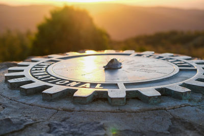 Close-up of navigational compass