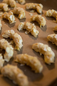 High angle view of cookies on table