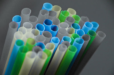 Close-up of colorful drinking straws