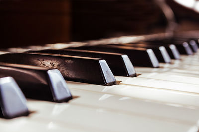 Close-up of piano keys