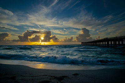 Scenic view of beach during sunset