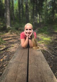 Portrait of woman in forest