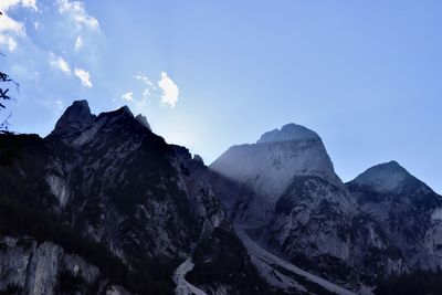 Low angle view of mountains against sky