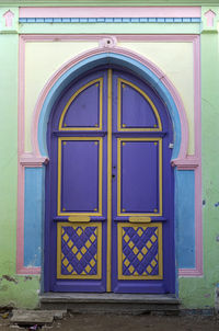 Closed door of building