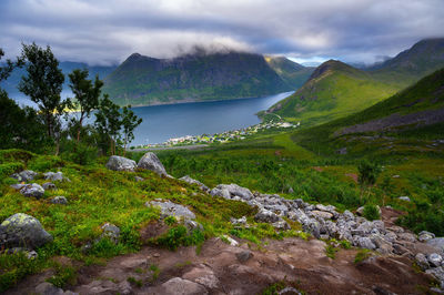 Scenic view of mountains against sky