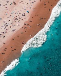 High angle view of people on beach