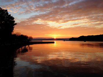 Scenic view of sunset over river