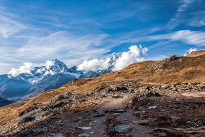 Hiking trails in the swiss alps near zermatt