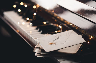 Close-up of piano keys