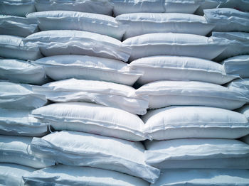 Full frame shot of stacked sacks