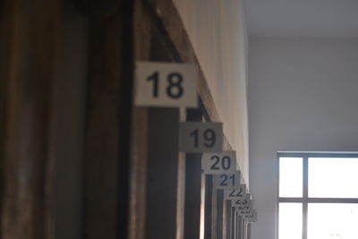 Close-up of text on window