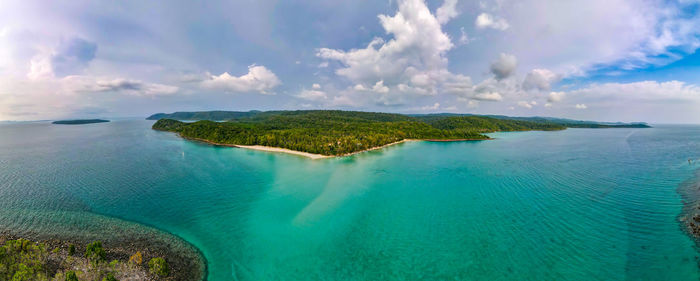 Aerial view of nature tropical paradise island beach enjoin a good summer in koh kood  thailand.