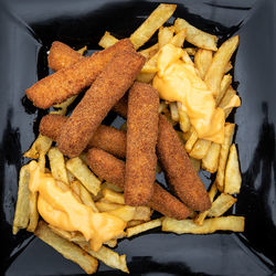 High angle view of chopped vegetables on cutting board