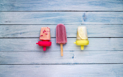 Directly above shot of ice cream on table