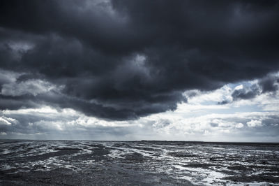 Scenic view of sea against cloudy sky